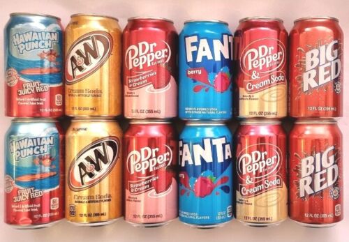 12 X USA Getränke Dr Pepper Erbbeeren, Big Red, Fanta Berry, A&W, Hawaiian Punch - Bild 1 von 3