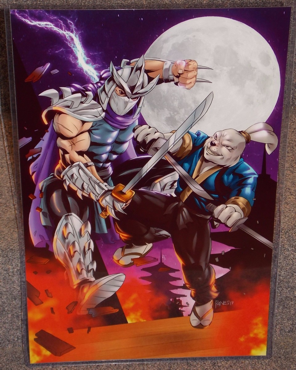TMNT Shredder vs Usagi Glossy Art Print 11 x 17 In Hard Plastic