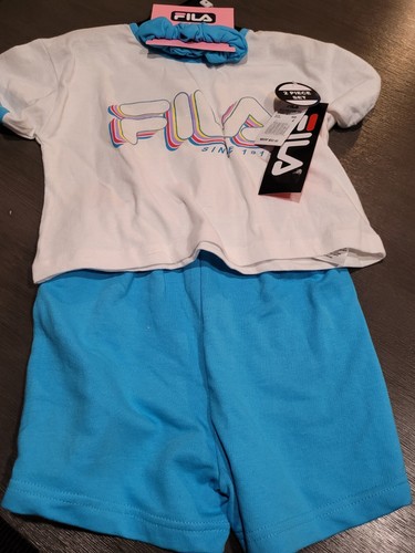 (N10) New 2 Piece Set Fila Girls 2pc Tee Short Set Size 4 - Picture 8 of 8