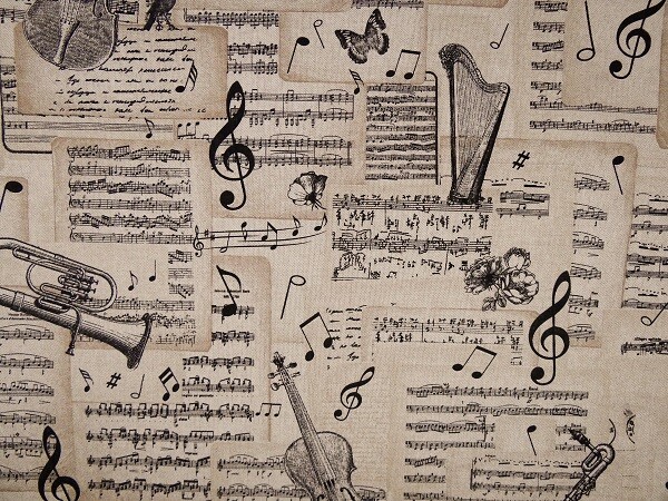 Stoff Musiknoten Meterware Stoff Noten Musik 0,50 M Dekostoff