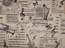 0,50 m Dekostoff Musik Noten Instrumente   Stoff Meterware B