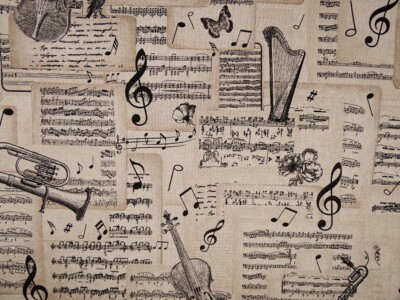 Dekostoff Stoff Mit Noten 0,50 M Dekostoff Musik Noten Instrumente