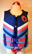 Kid's BODY GLOVE Evoprene Life Jacket PFD Vest 33-55 Lbs Pink/Blue/White Stripes