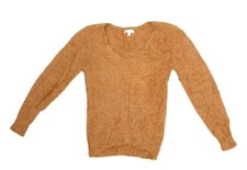 BP Womens V-Neck Eyelash Chenille Sweater Rust Brown Knit Soft Cozy XS NWT $48