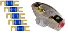 IMC Audio 60 Amp Mini ANL 5 Fuses Fuse holder 4 6 8 Gauge Car Audio Gold