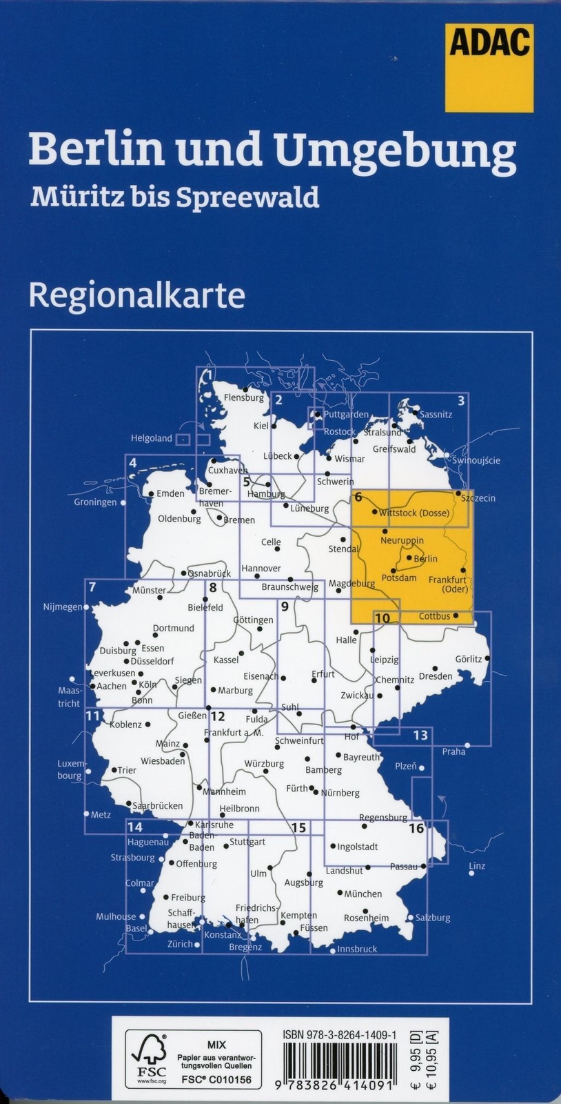 Thumbnail - Adac Regionalkarte Blatt 6 Berlin Und Umgebung 1:150 000 | Müritz Bis