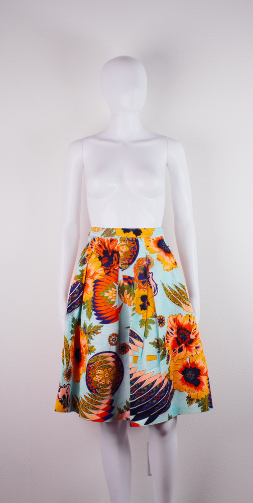 MSGM Pleated Floral Print Midi Skirt Multicolor Size 0 EU 32 UK 4