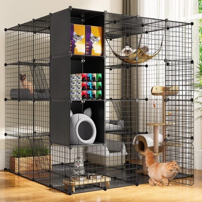 Elegant Large Indoor Cat Cage with Hammock & Detachable Mats for Easy Care