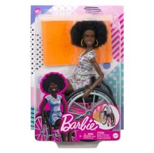 Barbie Fashionistas Doll #195 With Wheelchair & Ramp, Curly Brown Hair Romper & 