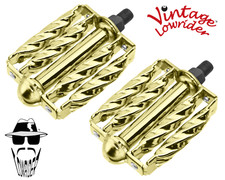 ORIGINAL F R Vintage Lowrider Pedal Double Square Twist Bicycle Pedals 1/2" Gold