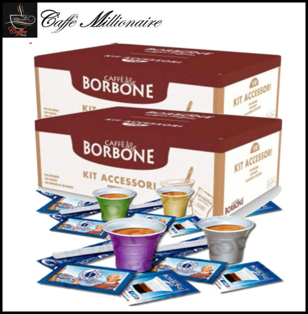 KIT Accessori Caffè Borbone* Monodose: Bicchieri - Palette - Bustine di Zucchero