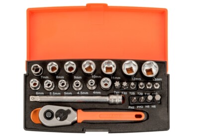 Bahco SL25 25 Stück 1/4'' Antrieb Mini metrisch Steckschlüssel & Schraubendreher Bit Set 4 - 13 mm