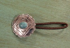 Concho-Style Hair Elastic Tie with Southwest Design and Blue-Green Stone for Pon