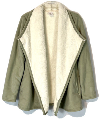 Cuddl Duds Fleecewear Cascade Wrap Jacket Sz XS Green Open A381746 Women J814