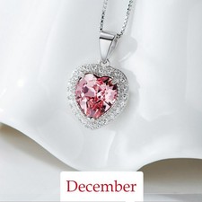 Love Heart 12 Color Birthstone Rainbow Fire Topaz 925 Silver Necklace Pendants