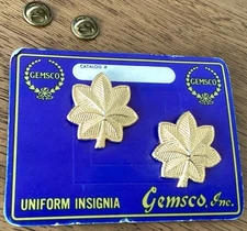 Major Rank Collar Insignia, Gemsco, NOS On Original Card, No Shine, Post WWII