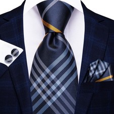 Men's Tie Set 3 Pieces Necktie Pocket Square Cufflinks Multicol Wedding Party