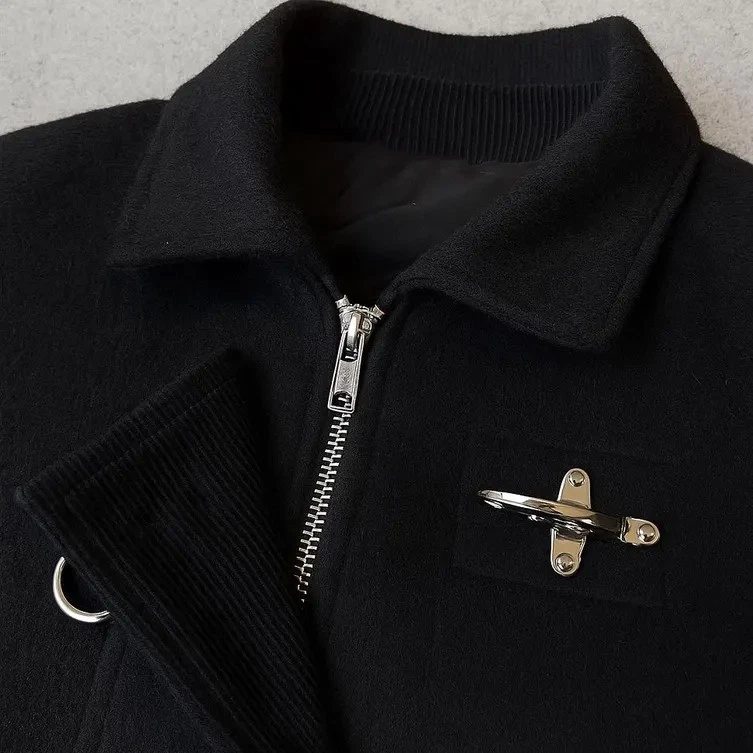 Vintage Wool Bomber Jacket Men’s Fireman Clasp Aviator Military Winter Coat - Image 4 of 4