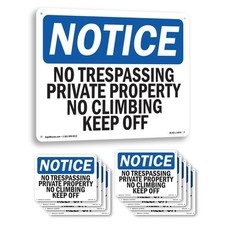 No Trespassing Private Property No Climbing OSHA Notice Sign, Decal 5 or 10 Pack