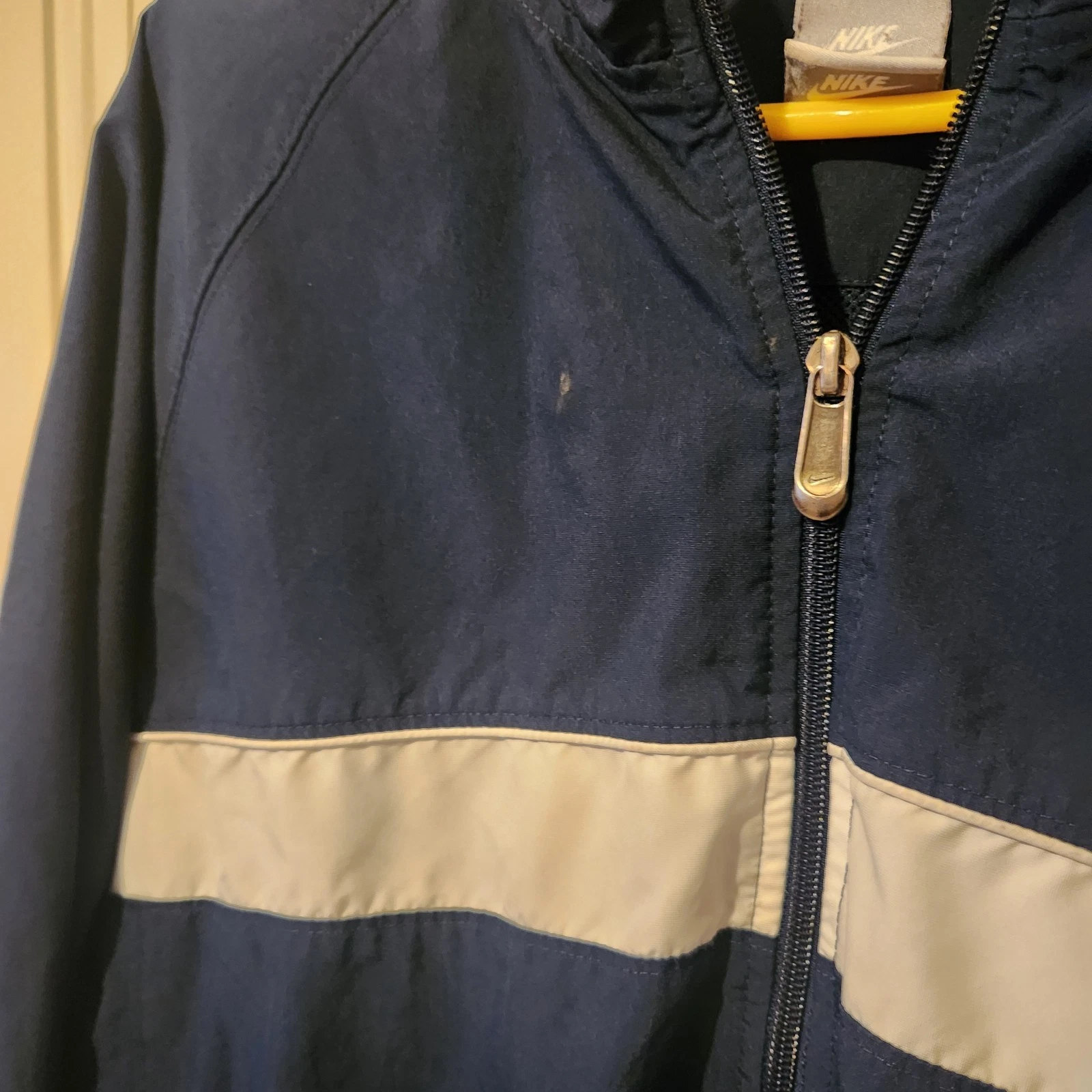 Nike Men's Y2K Blue/White Colorblock VTG Windbreaker Full Zip Pockets Jacket XL - product detail image 5