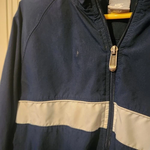 Nike Men's Y2K Blue/White Colorblock VTG Windbreaker Full Zip Pockets Jacket XL image 5