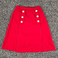 Vtg 1960s JcPenney Girls Sz 10 Mod Style Pencil Skirt Red w/ White Buttons