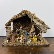 Vintage Nativity Scene Set Manger Creche 11 Piece Christmas Italy Style 12x8x6