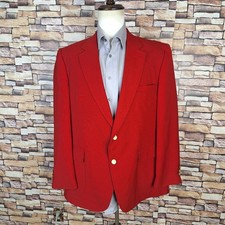 Stafford Vintage Blazer Mens 46R Red with Gold Buttons Half Lined SV