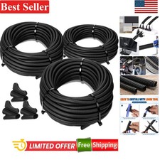 Split Wire Loom Tubing Kit 20ft 1/4 3/8 1/2 in with Tools Electrical Cable Cover