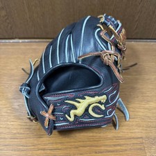 RYU Hardball Glove Infielder Black Genuine Leather Baseball Used From Japan