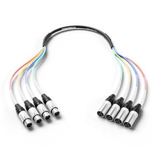 PRORECK 3ft Snake Cable, 4-Channel Shielded Audio Cable 1/4'' TRS to XLR Fema