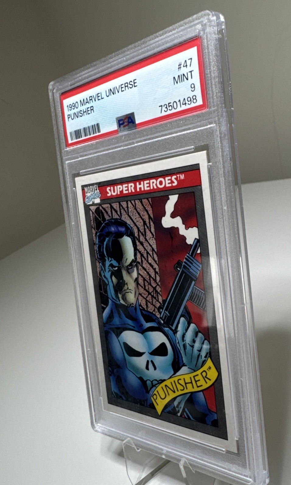 1990 Impel Marvel Universe Super Heroes Punisher #47 Frank Castle 💀 PSA 9 MINT view 6