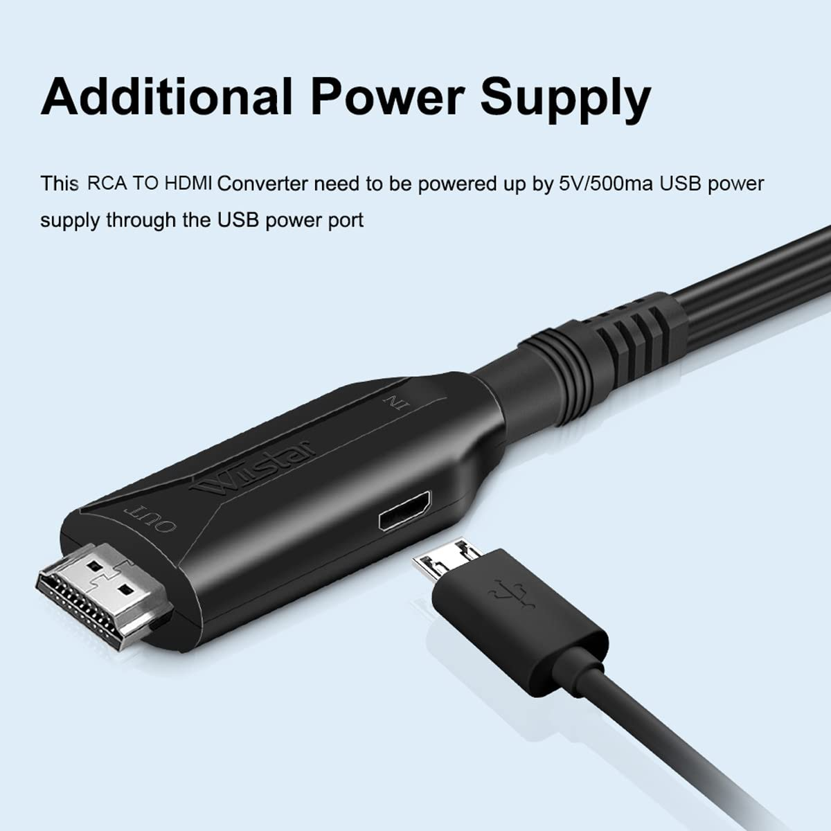 Composite AV/RCA CVBS to HDMI Cable Adapter (Male) 1080P Video Audio ...