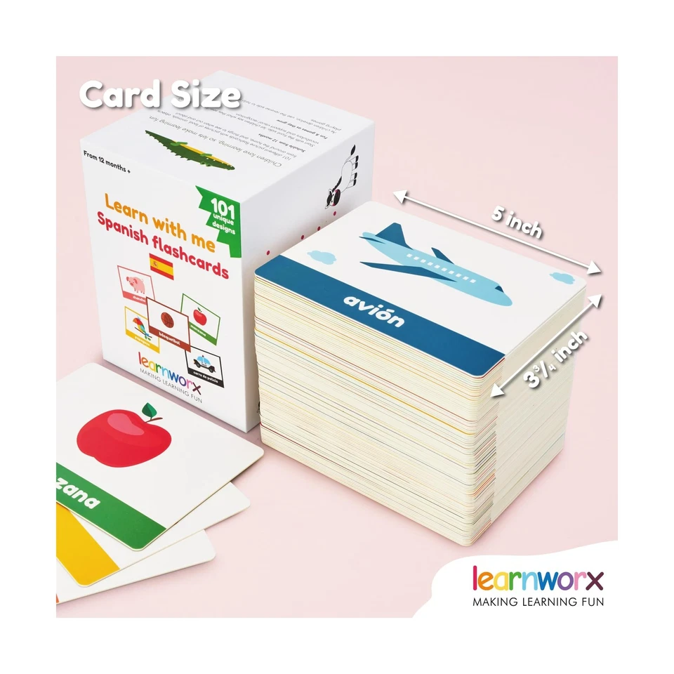 Tarjetas Flash Españolas para Niños y Niños Pequeños - 101 Tarjetas - 202 Lados - L... Envío Rápido Foto 3 de 4