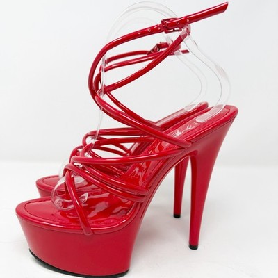 Cape Robbin Glossy Red LILI Platform Stiletto Ultra High Heels Size 7 US Sexy
