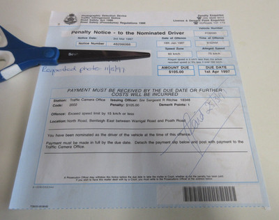 Penalty Notice - Photographic Detection Device Traffic Infringement Fine - 1997