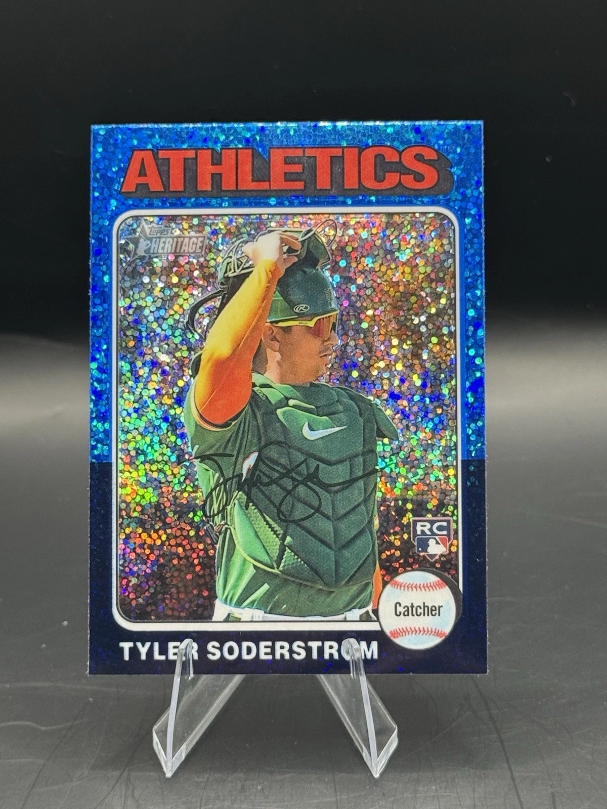 2024 Topps Heritage - Tyler Soderstrom #471 Chrome Blue Sparkle Refractor (RC)