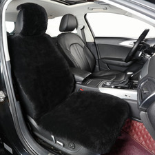 Natural Fur Sheepskin Universal Car Seat Covers For Fit Inky Black
