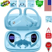 Wireless Earbuds with 80H Playtime  LED Display - Sky Blue Sports Headphones