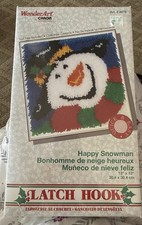 WONDER ART by Caron "HAPPY SNOWMAN  Latch Hook KIT 12" X 12" 4679 New