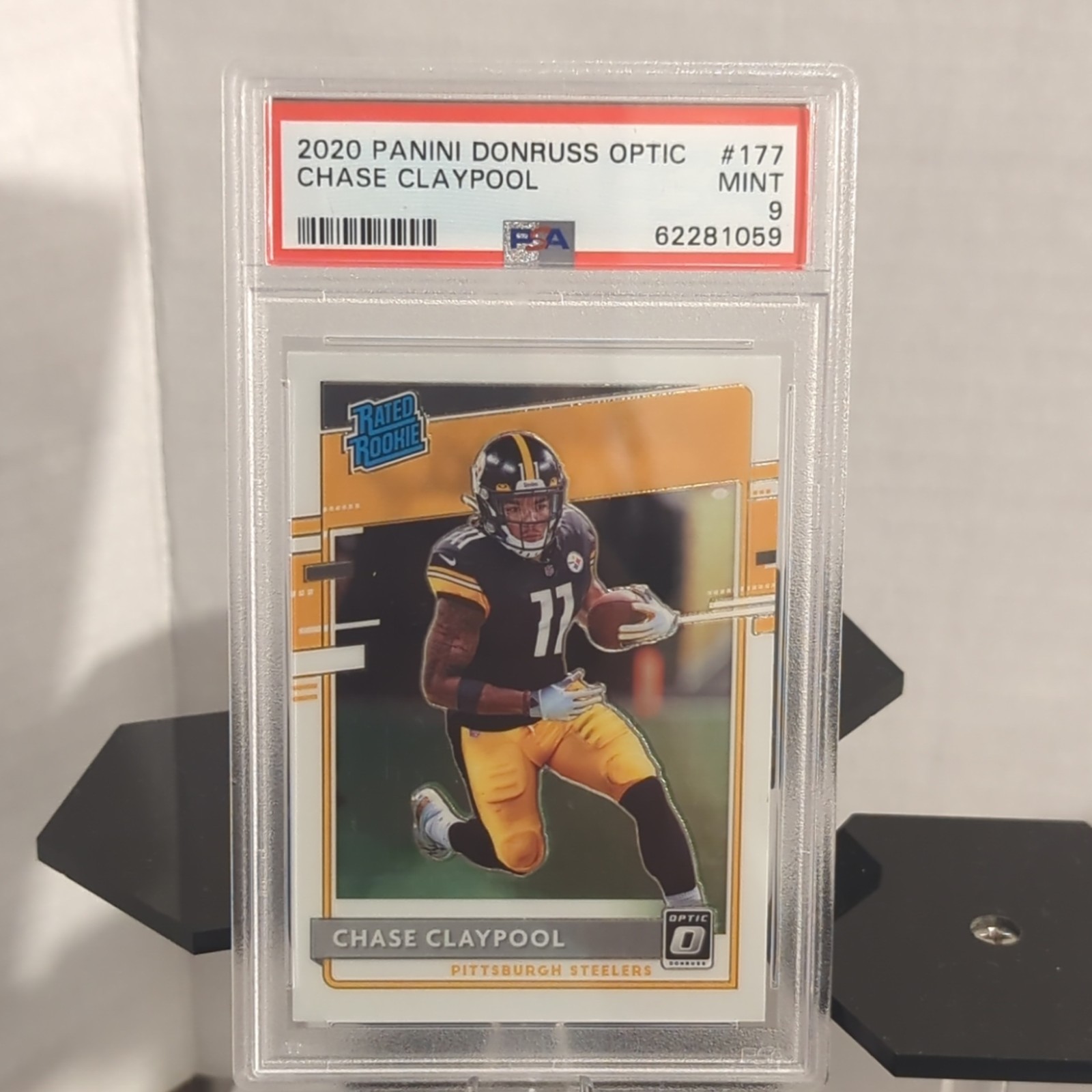 2020 Panini Donruss Optic CHASE CLAYPOOL SILVER HOLO PRIZM STEELERS #177 #PSA 9