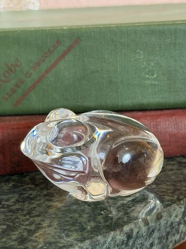Steuben Crystal Glass Frog Paperweight Figurine Vintage Signed