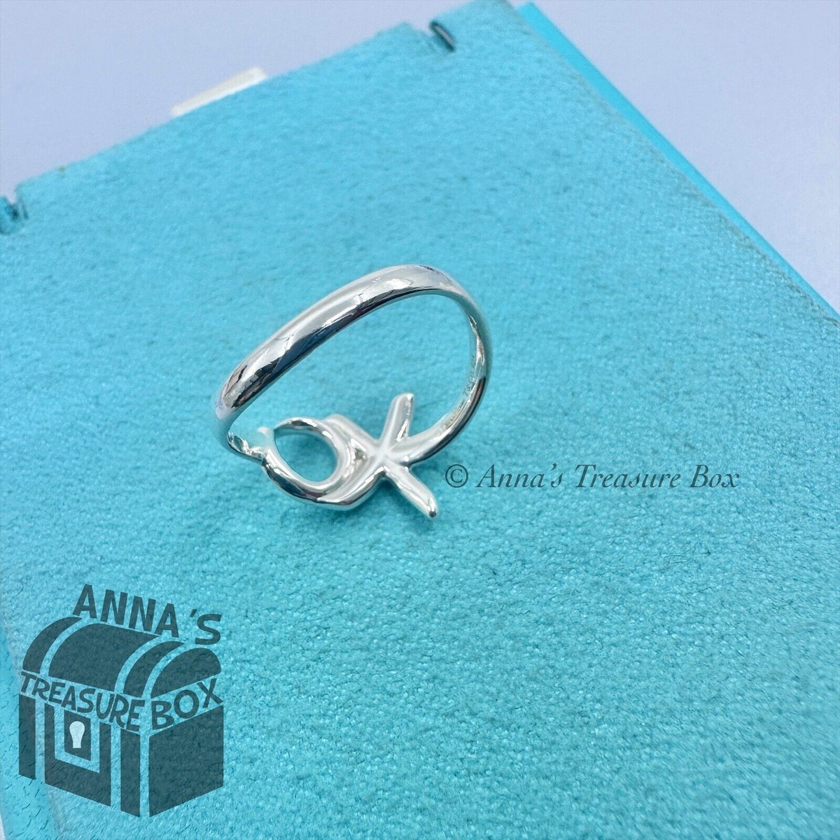 Tiffany & Co. 925 Silver Paloma Picasso Graffiti XO Ring Size 5.75