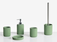 Badaccessoires Set 5-Teilig Kunstharz GrüN Rillenoptik Bad-ZubehöR Camana