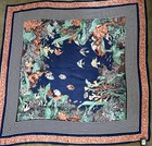 NWT SHANGHAI SILK Ocean Aquarium Beach Scarf XL Shawl Fish Coral Blue Green Sea — photo 1
