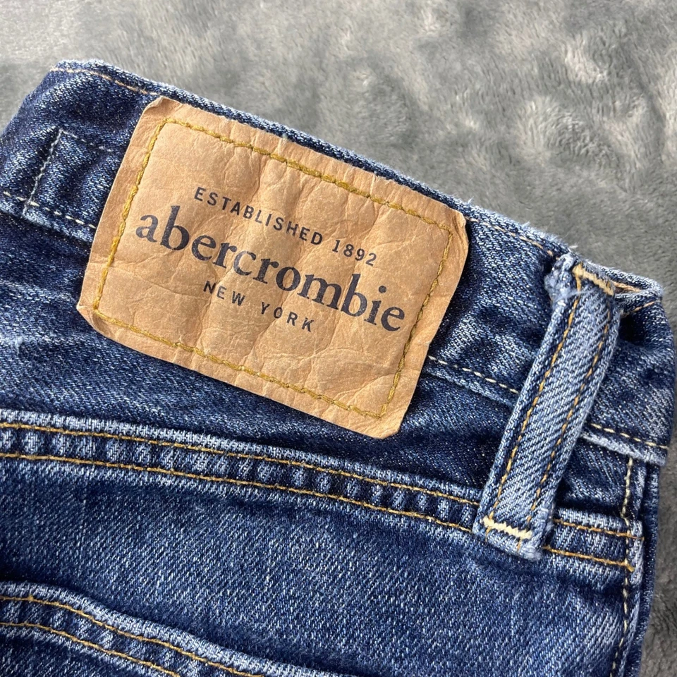 Bota de mezclilla ajustada de tiro bajo Abercrombie Baxter niñas talla 12 azul 100 % algodón Foto 4 de 4