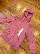 Cat and Jack Girls Size 4T Full-Zip Hoodie Pink with Heart Print