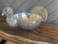 Arthur Court ?  Large Aluminum Turkey Bowl Thanksgiving Holiday Fall