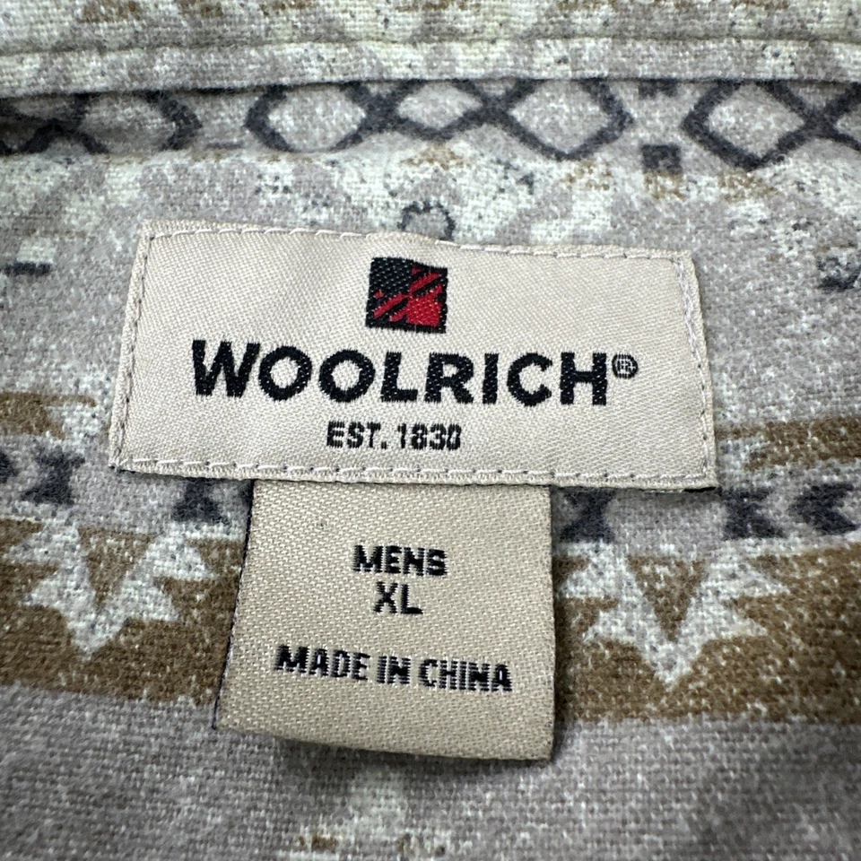 Camisa Woolrich Gamuza Franela Hombres XL Esquisto Azteca Rayas Bolsillo Suroeste Foto 2 de 4