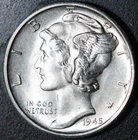 1945-S MERCURY DIME - BU UNC - RARE * MICRO S* With CARTWHEELING MINT LUSTER!